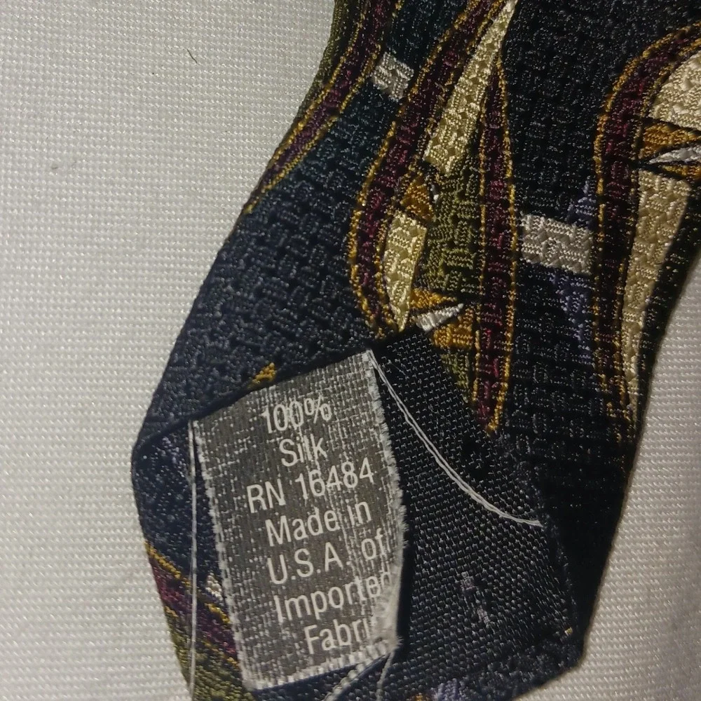 3‎ Vintage Silk Business Career Ties Peacock Elizabeth Nell Honors Geometric